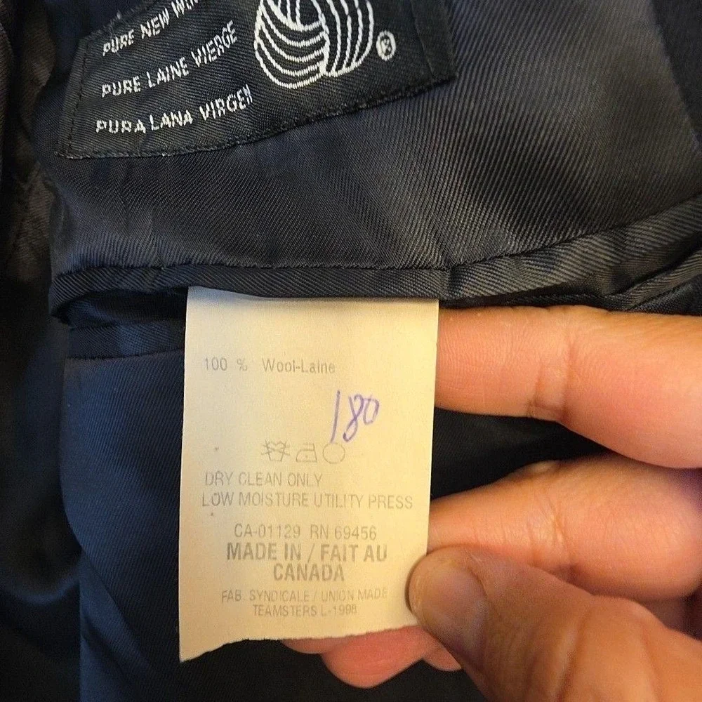 DKNY Suit Jacket Mens 38 Blue 100% Wool Canada Single Breasted Formal Business
